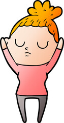 cartoon calm woman