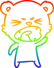 rainbow gradient line drawing of a angry cartoon polar bear