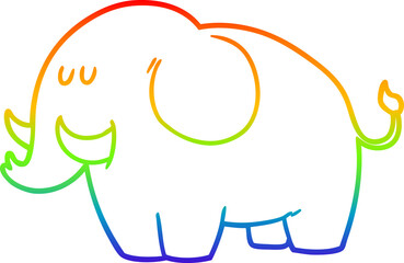 rainbow gradient line drawing of a cartoon elephant