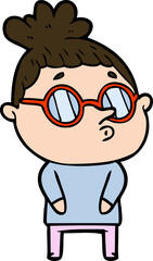 Fototapeta premium cartoon woman wearing glasses