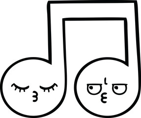 line drawing cartoon of a musical note