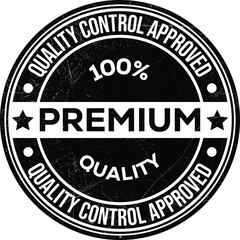 Quality Control Approved Stamp, Badge, Icon, Seal, Emblem, Quality Assurance Label, Quality Concept, Service, Controller, Patch, Rubber, Product, Sticker, Vector Illustration With Grunge Texture