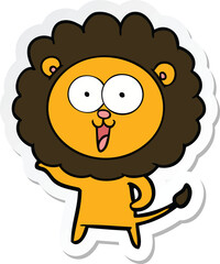 sticker of a happy cartoon lion