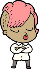 cartoon pretty hipster girl