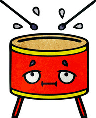 retro grunge texture cartoon of a drum