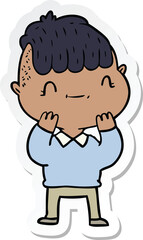 sticker of a cartoon friendly boy