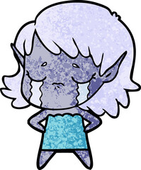 crying cartoon elf girl