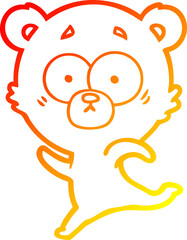 warm gradient line drawing of a surprised polar bear cartoon