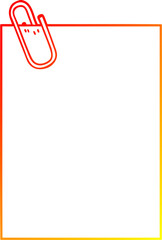 warm gradient line drawing of a cartoon paper with paperclip