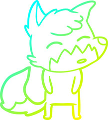 cold gradient line drawing of a cartoon fox