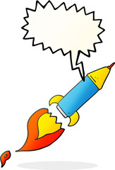 freehand drawn speech bubble cartoon rocket