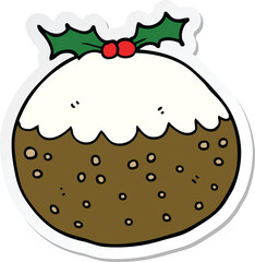 sticker of a cartoon christmas pudding