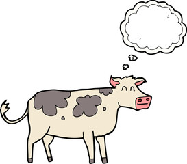 freehand drawn thought bubble cartoon cow