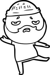 Obraz premium cartoon worried man with beard