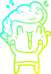 Obraz premium cold gradient line drawing of a cartoon happy man