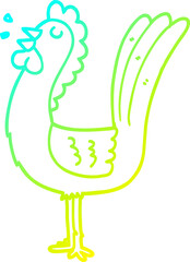 cold gradient line drawing of a cartoon rooster