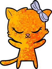 cute cartoon cat with bow