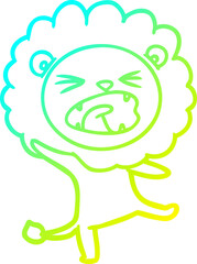 cold gradient line drawing of a cartoon lion