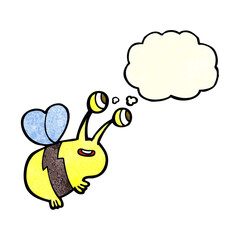cartoon happy bee with thought bubble