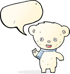 cartoon cute polar bear with speech bubble