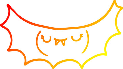 warm gradient line drawing of a cartoon vampire bat