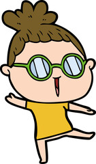 cartoon woman wearing spectacles