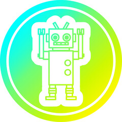 Fototapeta premium dancing robot circular icon with cool gradient finish