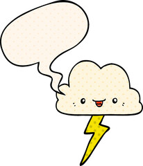 cartoon storm cloud with speech bubble in comic book style