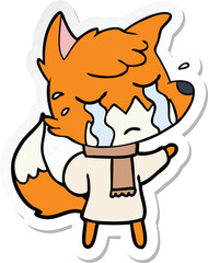 sticker of a crying fox cartoon