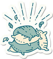 sticker of a tattoo style pile of pillows
