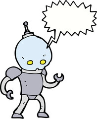 cartoon alien robot with speech bubble