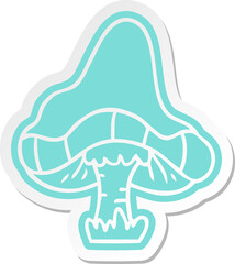 cartoon sticker of a single mushroom