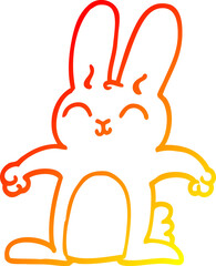 Obraz premium warm gradient line drawing of a happy cartoon rabbit
