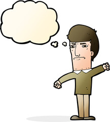 cartoon angry man with thought bubble