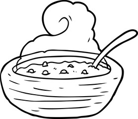 line drawing of a hot bowl of broth