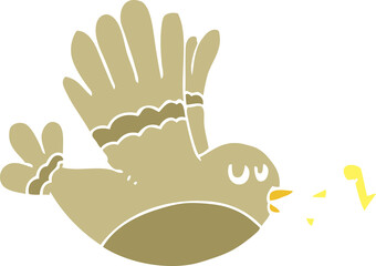 flat color illustration of singing bird