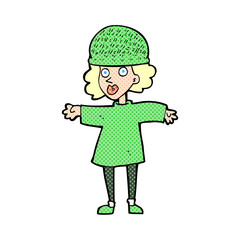 Obraz premium cartoon woman wearing winter hat