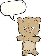 cartoon teddy bear with speech bubble