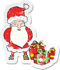 retro distressed sticker of a cartoon santa claus