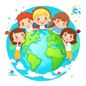 Planet earth in the hands of children
