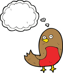 cartoon robin with thought bubble