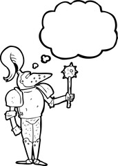 freehand drawn thought bubble cartoon medieval knight