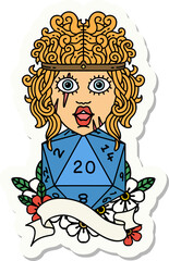 sticker of a human barbarian with natural 20 dice roll