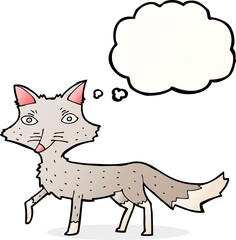 cartoon little wolf with thought bubble