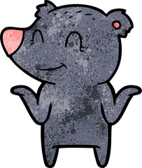 smiling bear shrugging shoulders