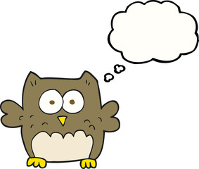 freehand drawn thought bubble cartoon owl