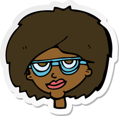 sticker of a cartoon woman wearing spectacles