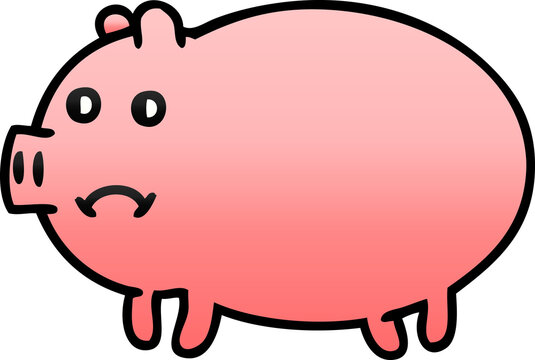 gradient shaded cartoon of a pig
