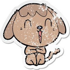 distressed sticker of a cute cartoon dog