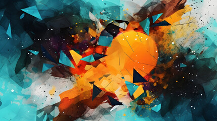 A mesmerizing abstract composition using bold and vibrant colors, blending organic and geometric shapes in a harmonious way. Generated IA
